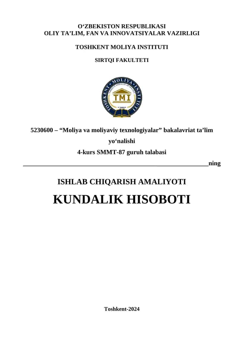 Ishlab Chiqarish Amaliyoti 1