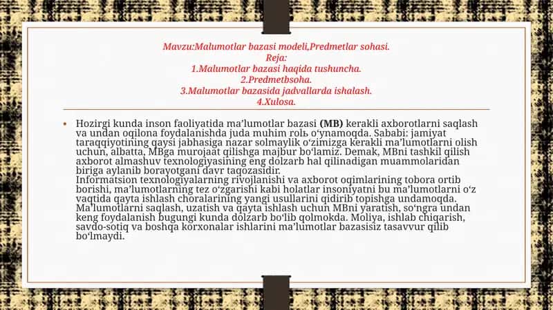 Malumotlarbazasi modeli 1