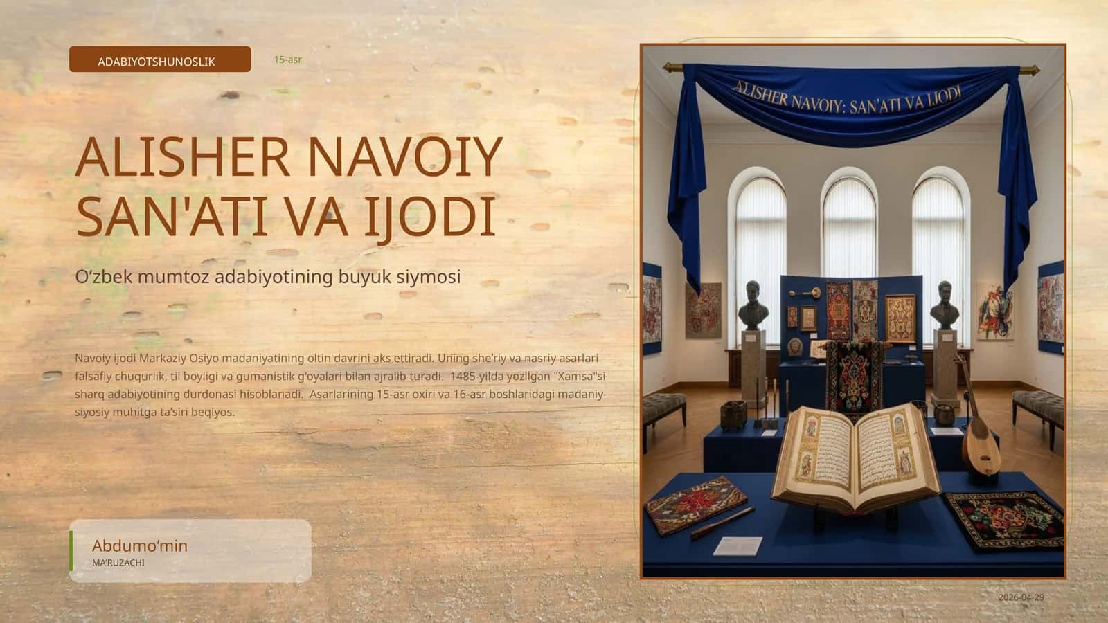 ALISHER NAVOIY SAN'ATI VA IJODI 1