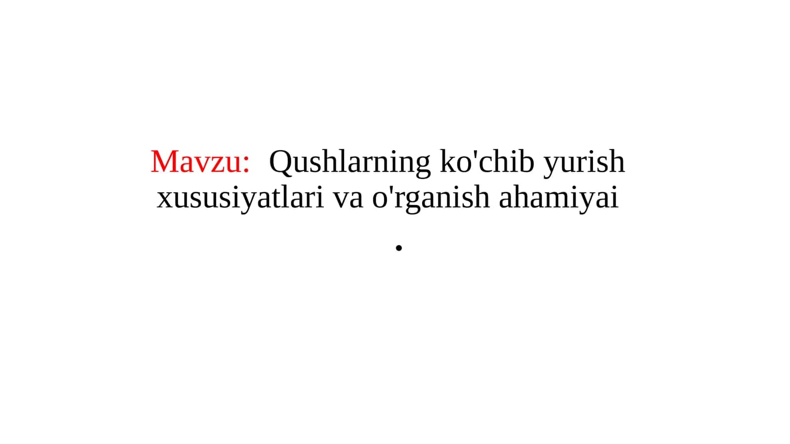 Qushlarning ko'chib yurish xususiyatlari 1