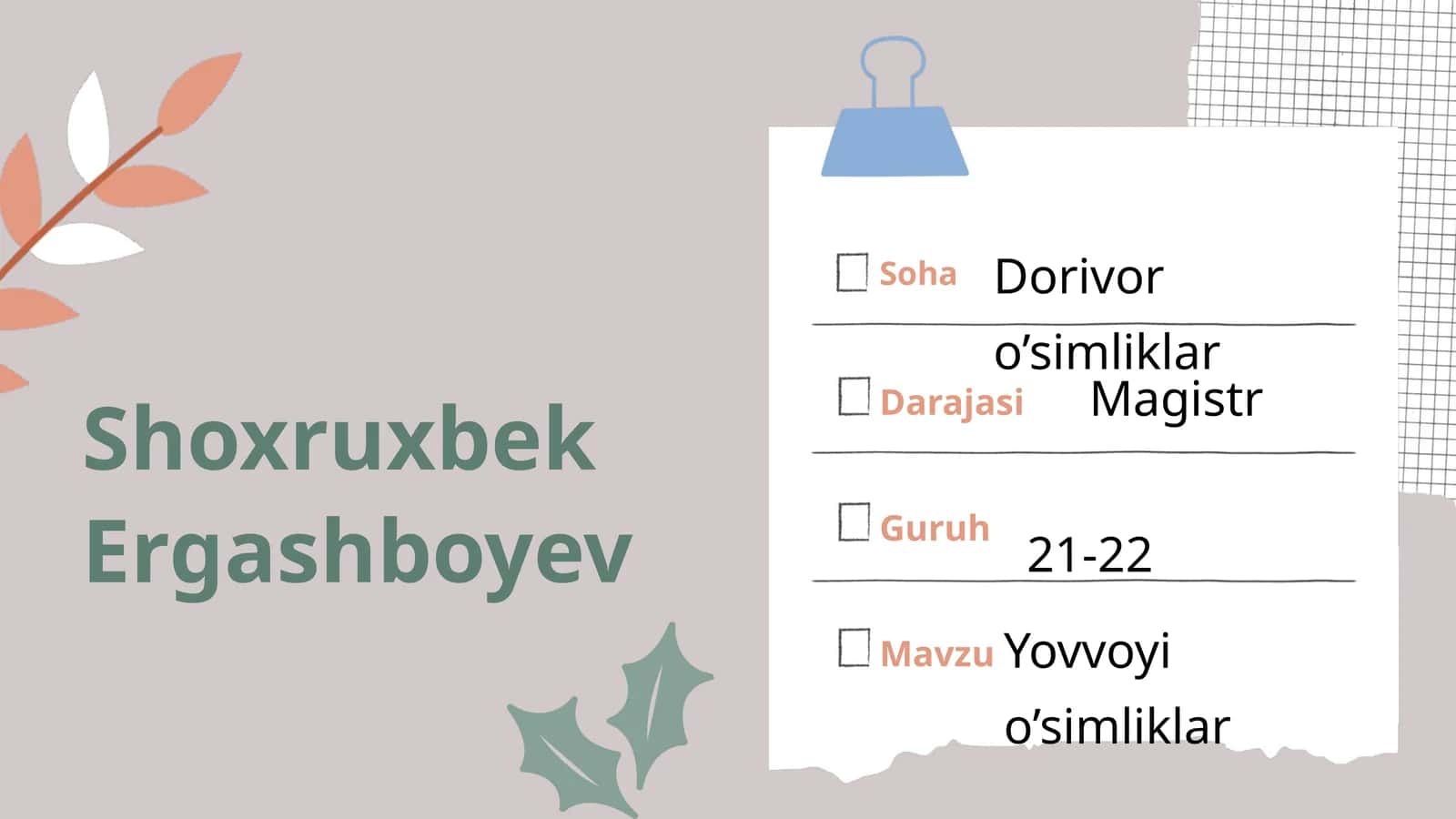 Yovvoyidorivor O’simliklari 1