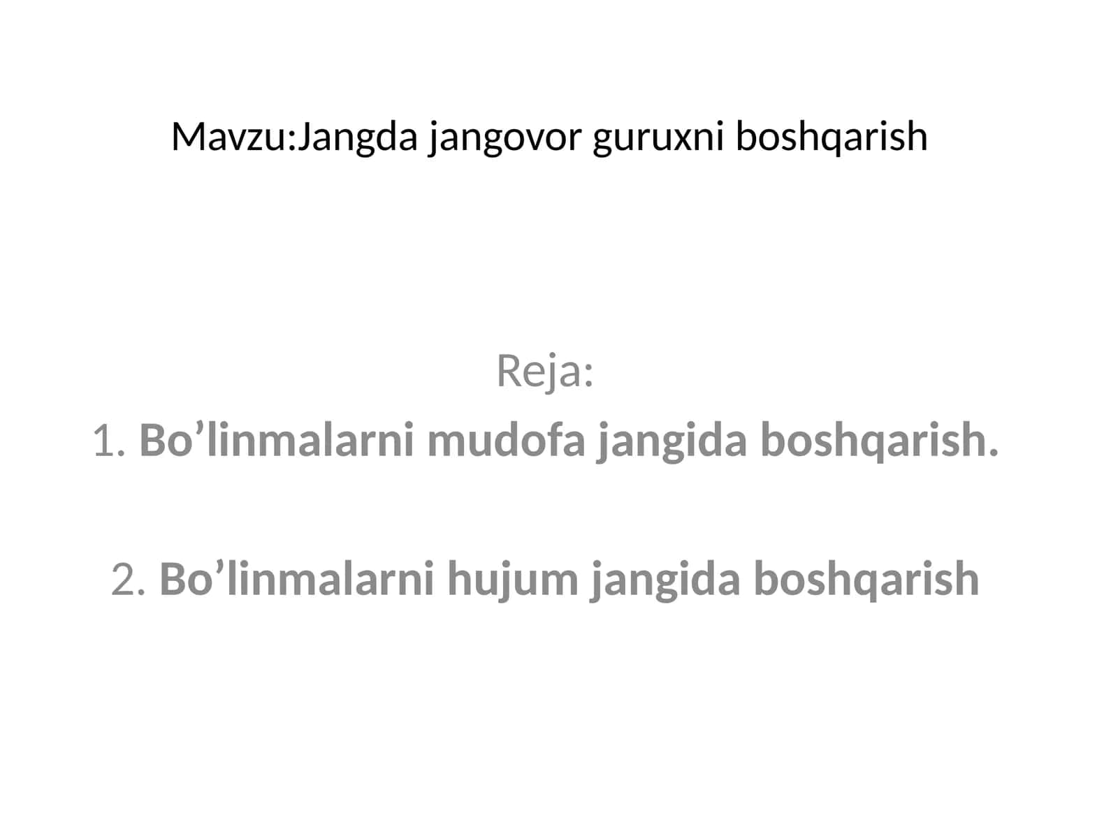 Jangda jangovor guruxni boshqarish 1
