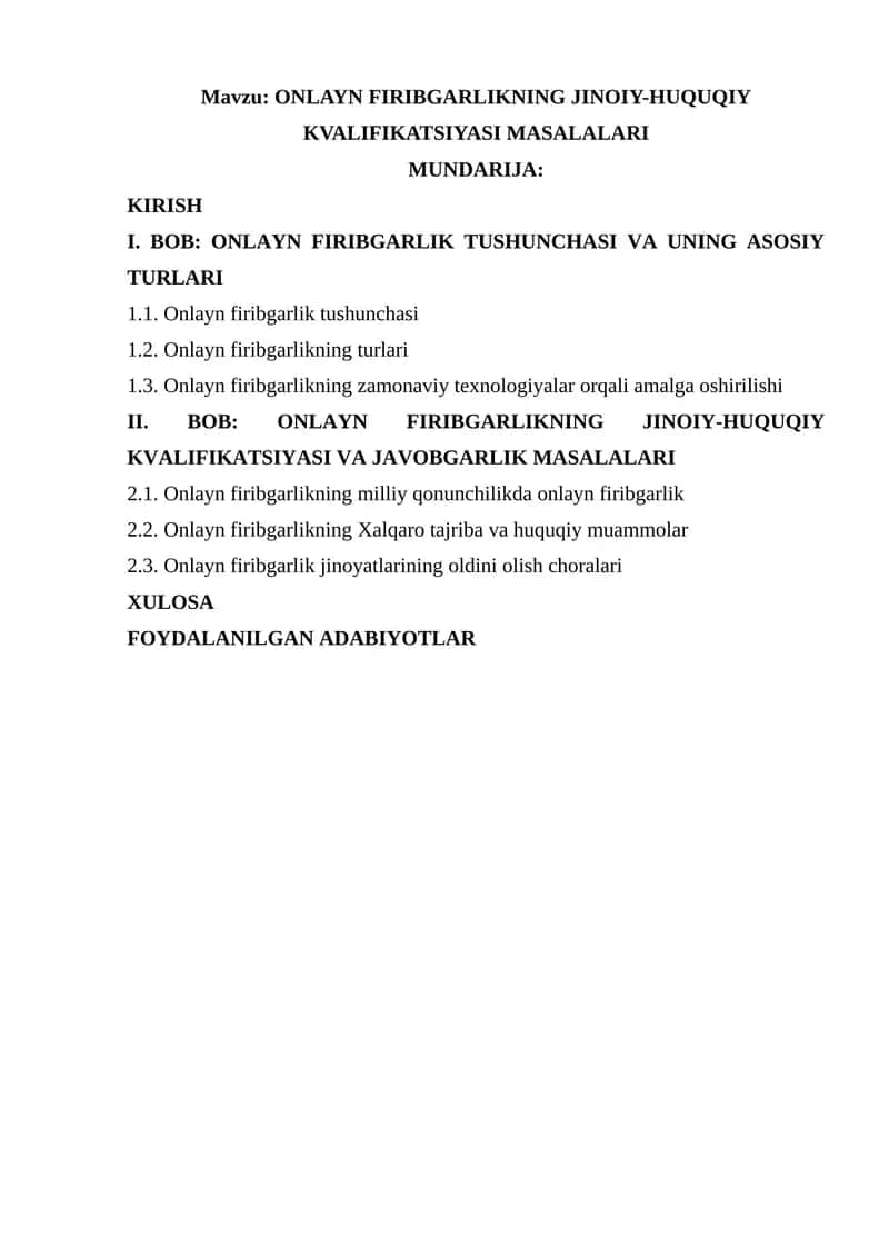 ONLAYN FIRIBGARLIKNING JINOIY-HUQUQIY KVALIFIKATSIYASI MASALALARI 1