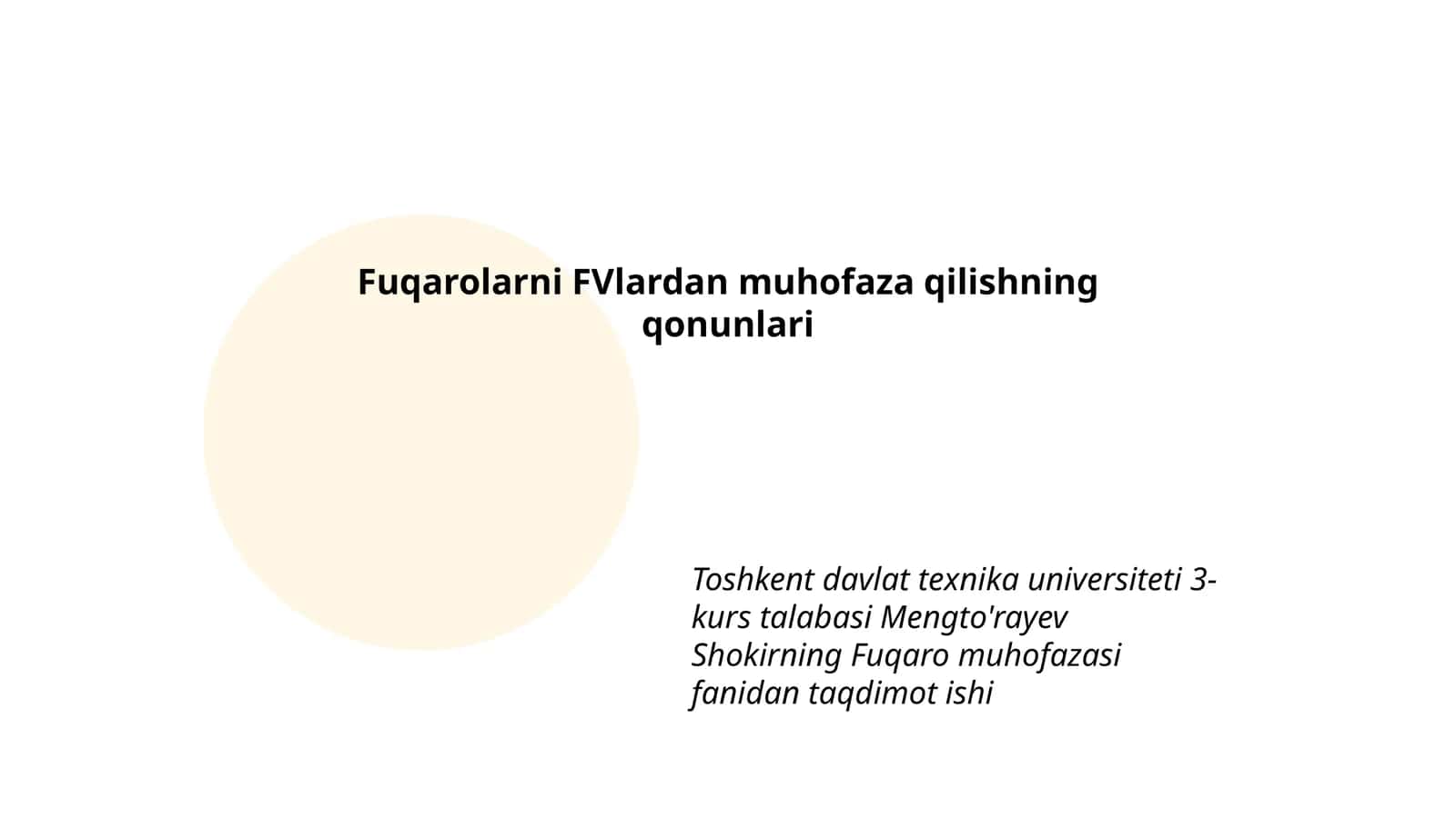 Fuqarolarni FVlardan muhofaza qilishning qonunlari 1