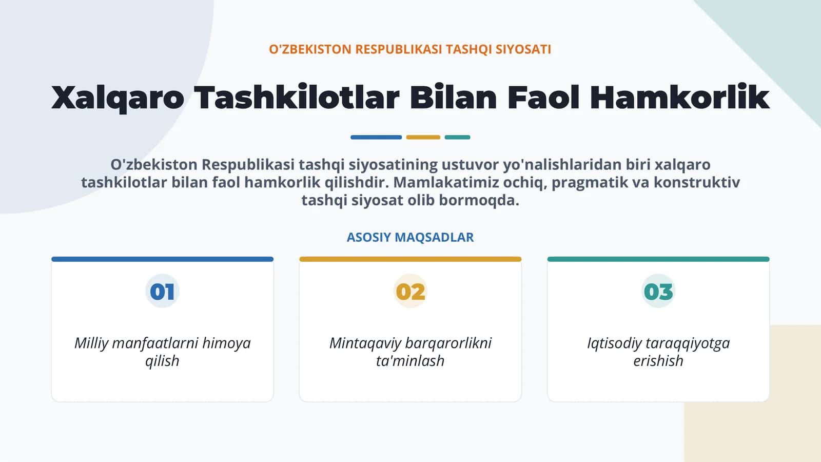 O'zbekistonning xalqaro tashkilotlar bilan hamkorlik aloqalari 1