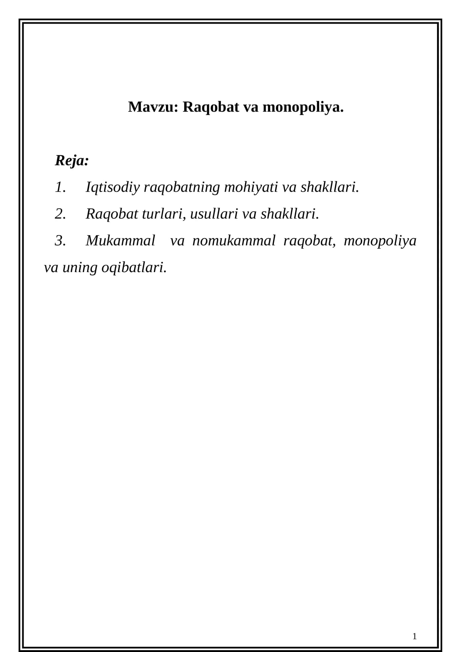 Raqobat va monopoliya 1