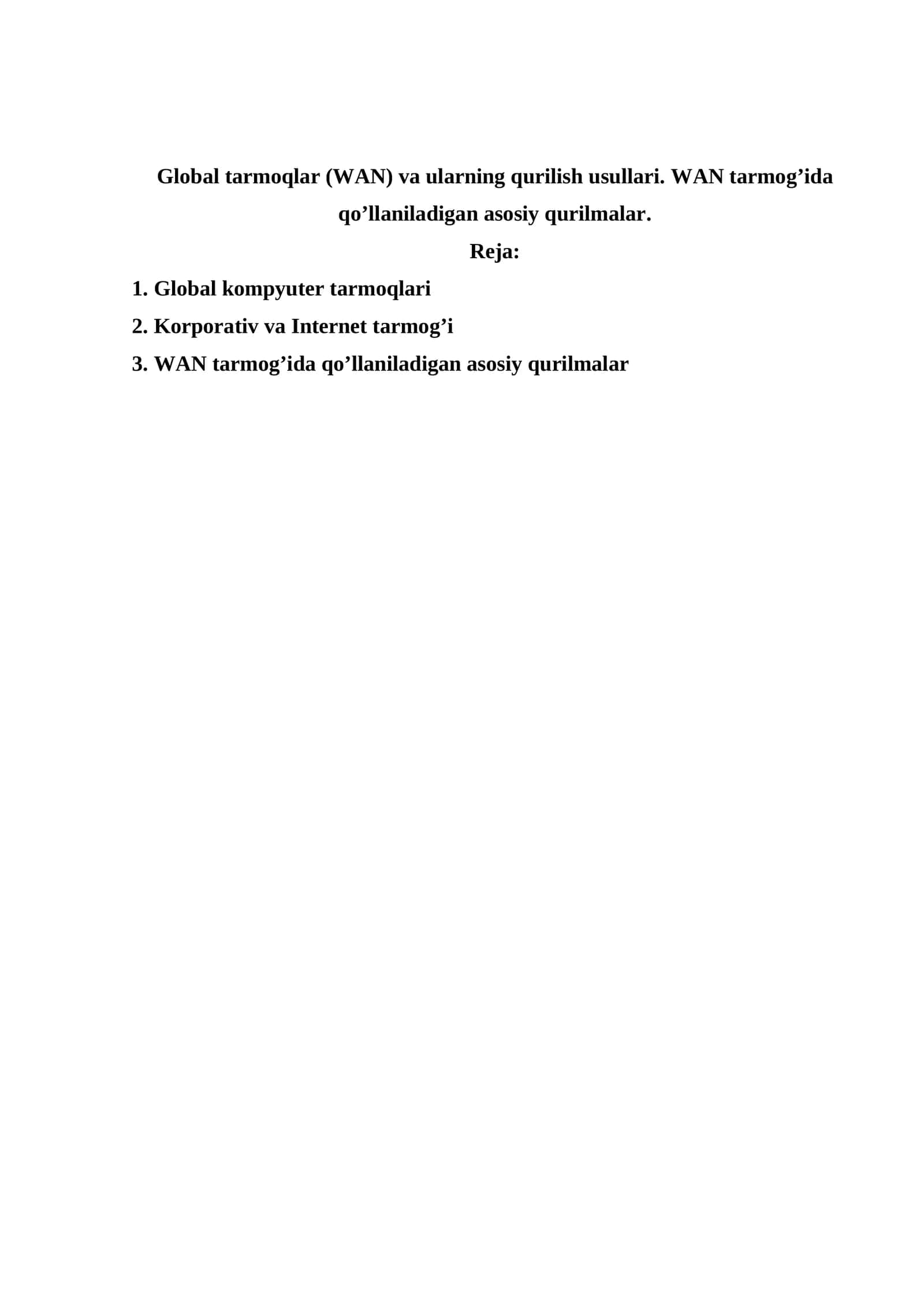 Global kompyuter tarmoqlari 1