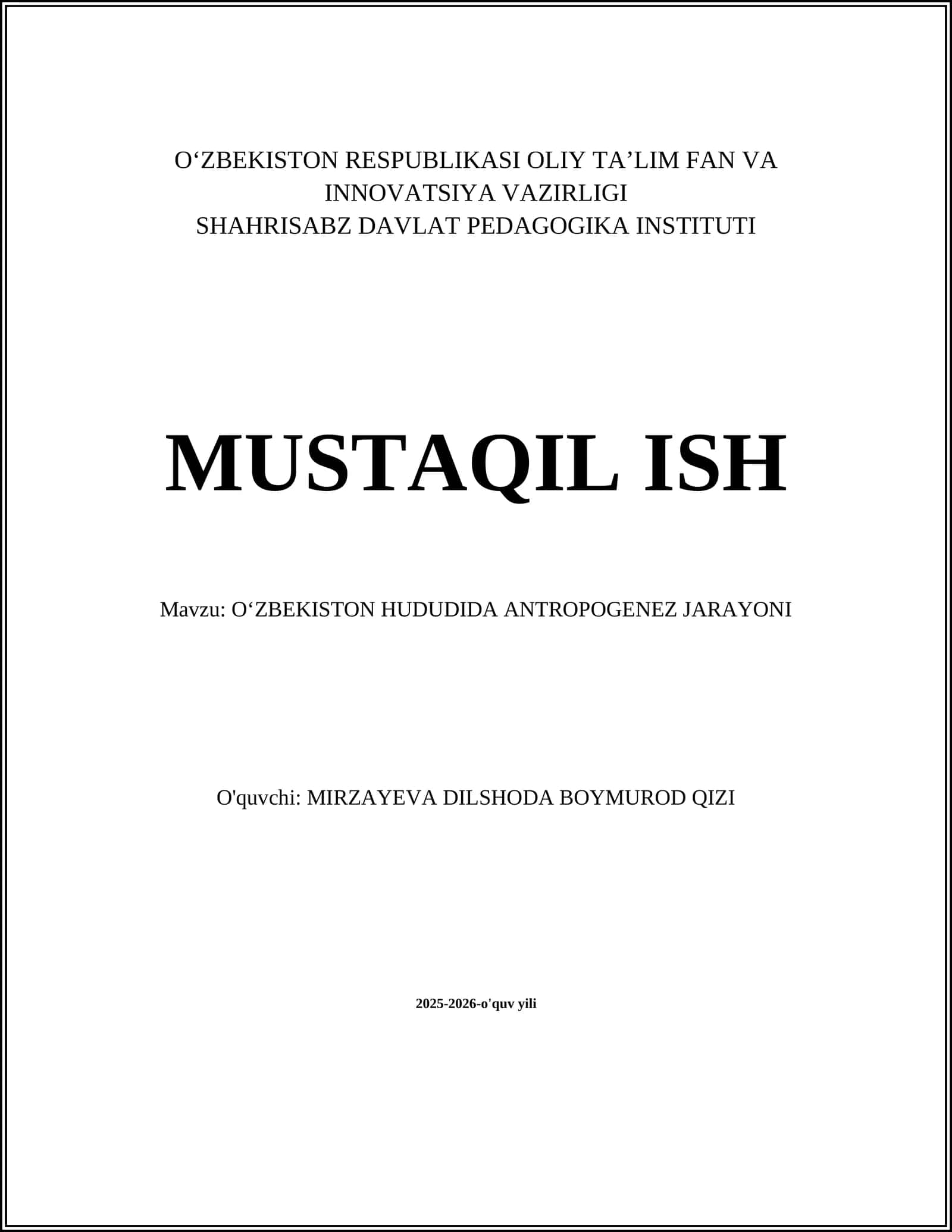 O‘ZBEKISTON HUDUDIDA ANTROPOGENEZ JARAYONI 1