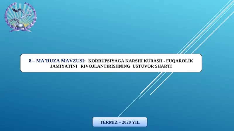 Korrupsiyaga Karshi Kurash - Fuqarolik Jamiiyatinirivojlantirishningustuvor Sharti 1