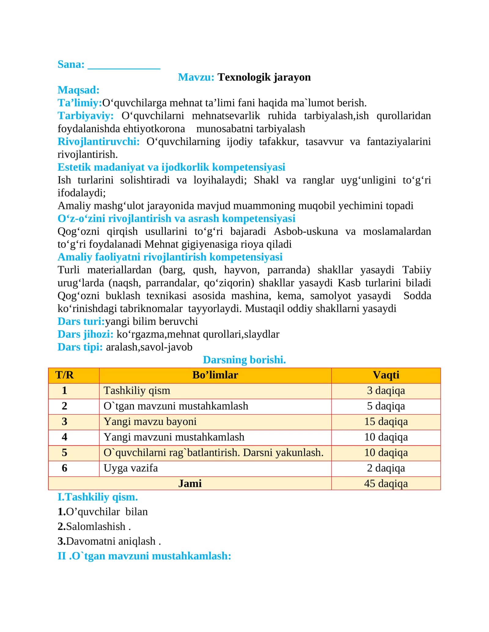 Texnologik jarayon 1