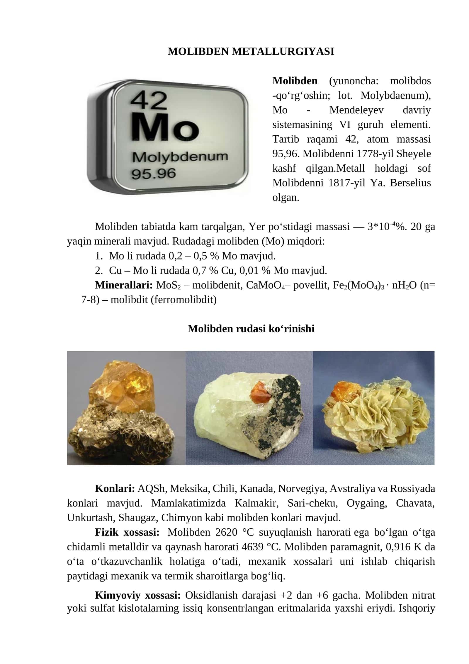 MOLIBDEN METALLURGIYASI 1