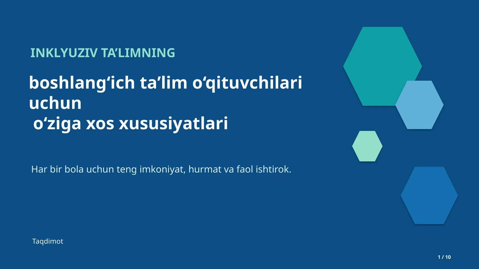 Inklyuziv talimning boshlang‘ich ta’lim o‘qituvchilari uchun  o‘ziga xos xususiyatlari 1