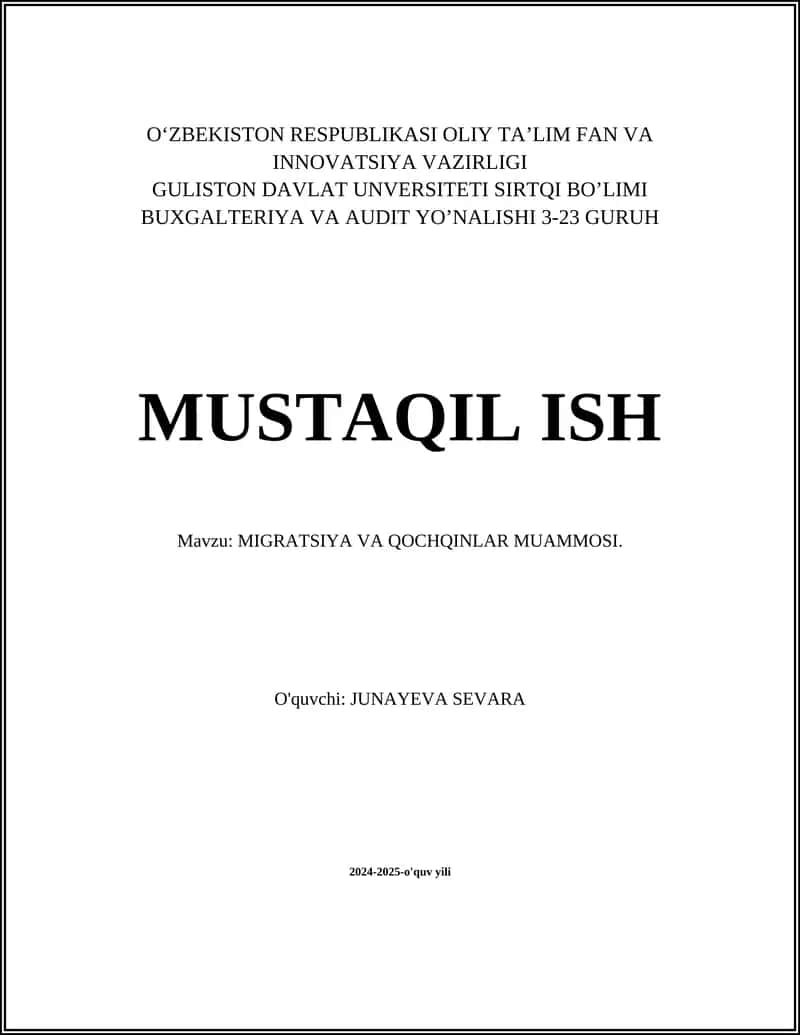 MIGRATSIYA VA QOCHQINLAR MUAMMOSI 1