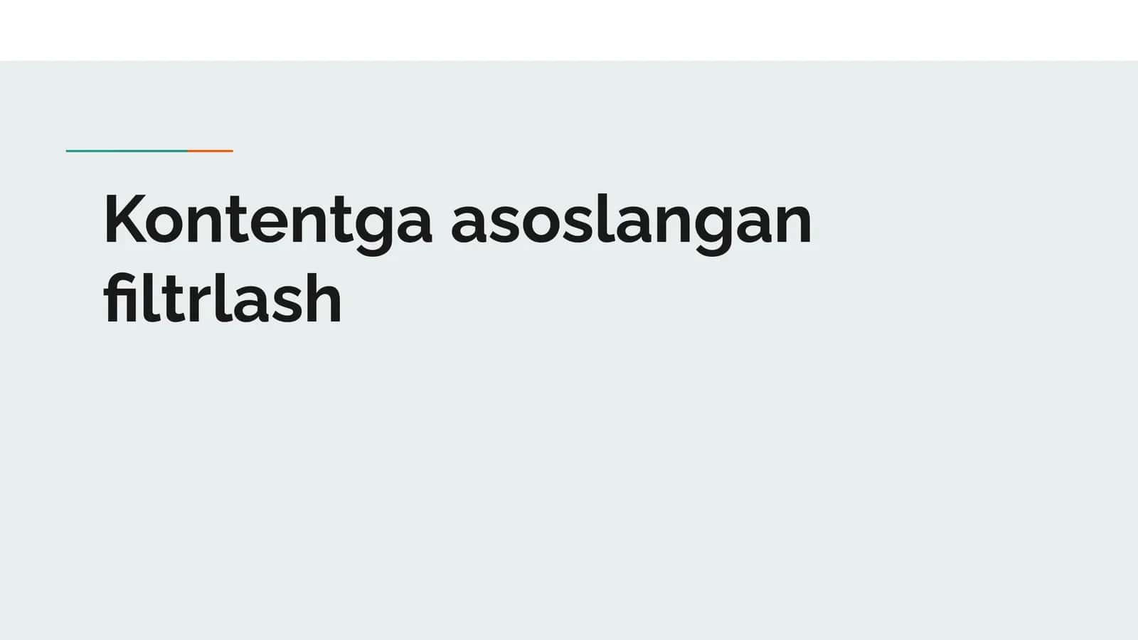 Kontentga asoslangan filtrlash 1