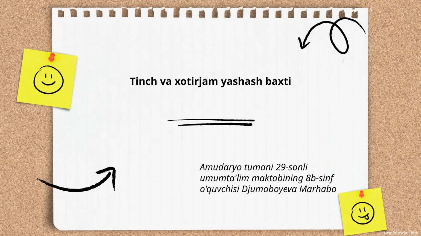 Tinch va xotirjam yashash baxti 1