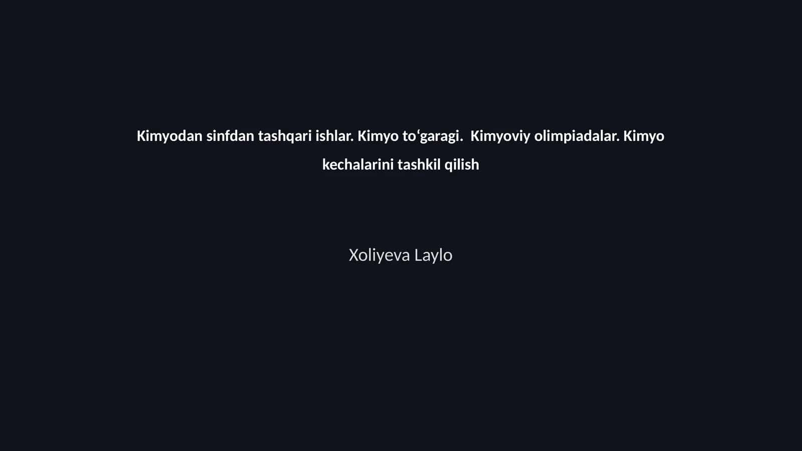 Kimyodan sinfdan tashqari ishlar 1