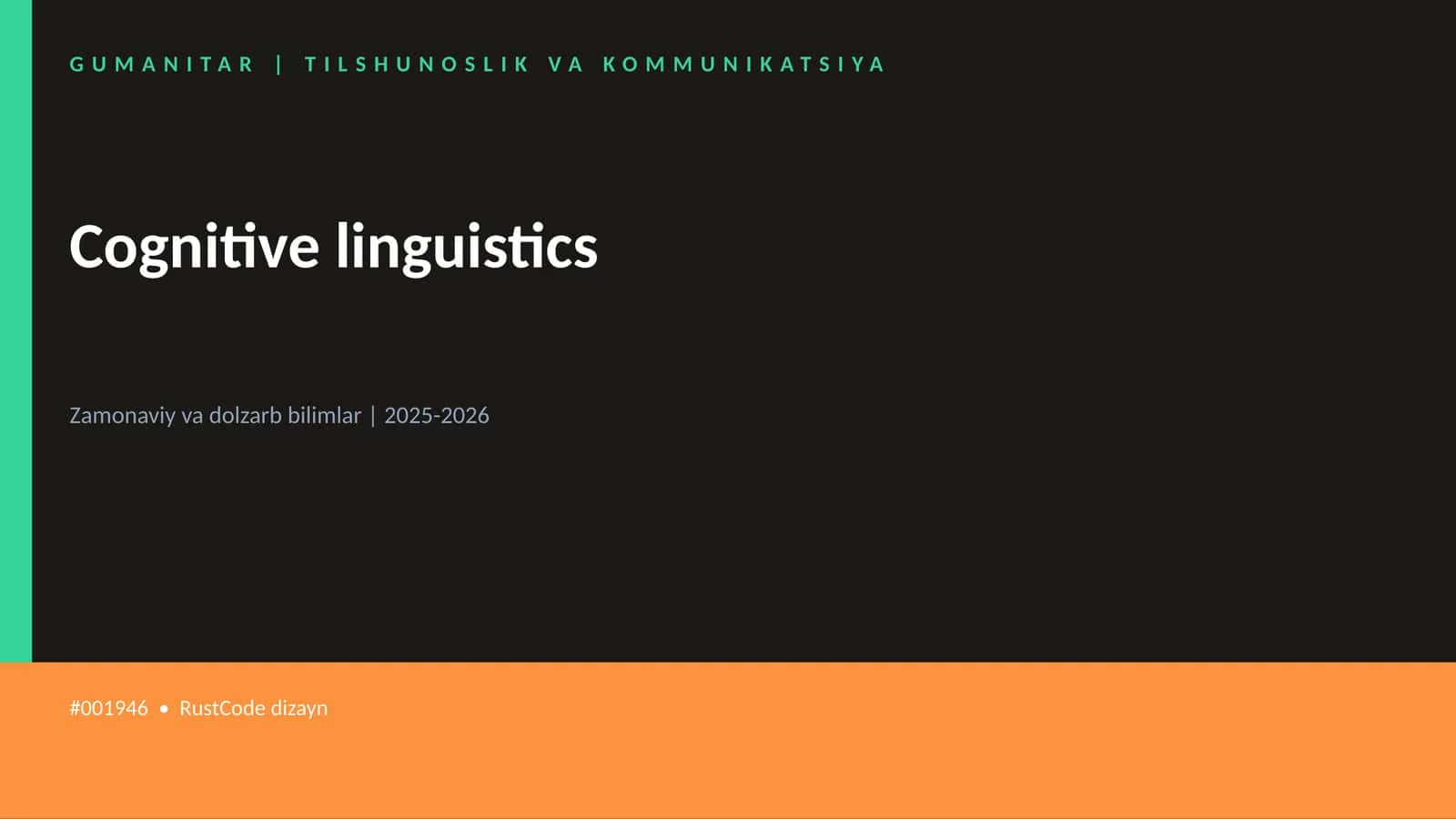 Cognitive linguistics 1