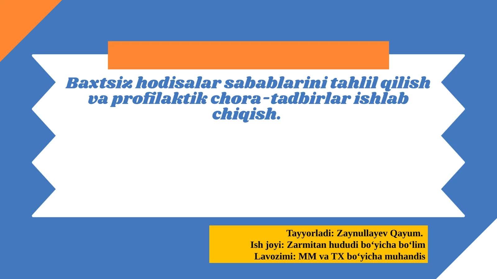 Baxtsiz hodisalar sabablarini tahlil qilish va profilaktik chora-tadbirlar ishlab chiqish 1