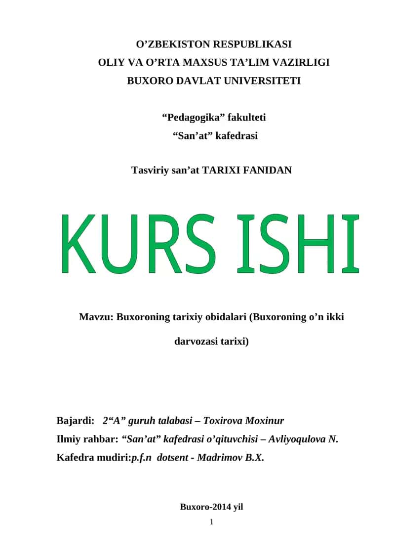 Buxoroning tarixiy obidalari (Buxoroning o’n ikki darvozasi tarixi) 1