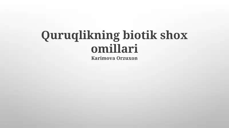 Quruqlikning biotik shox omillari 1