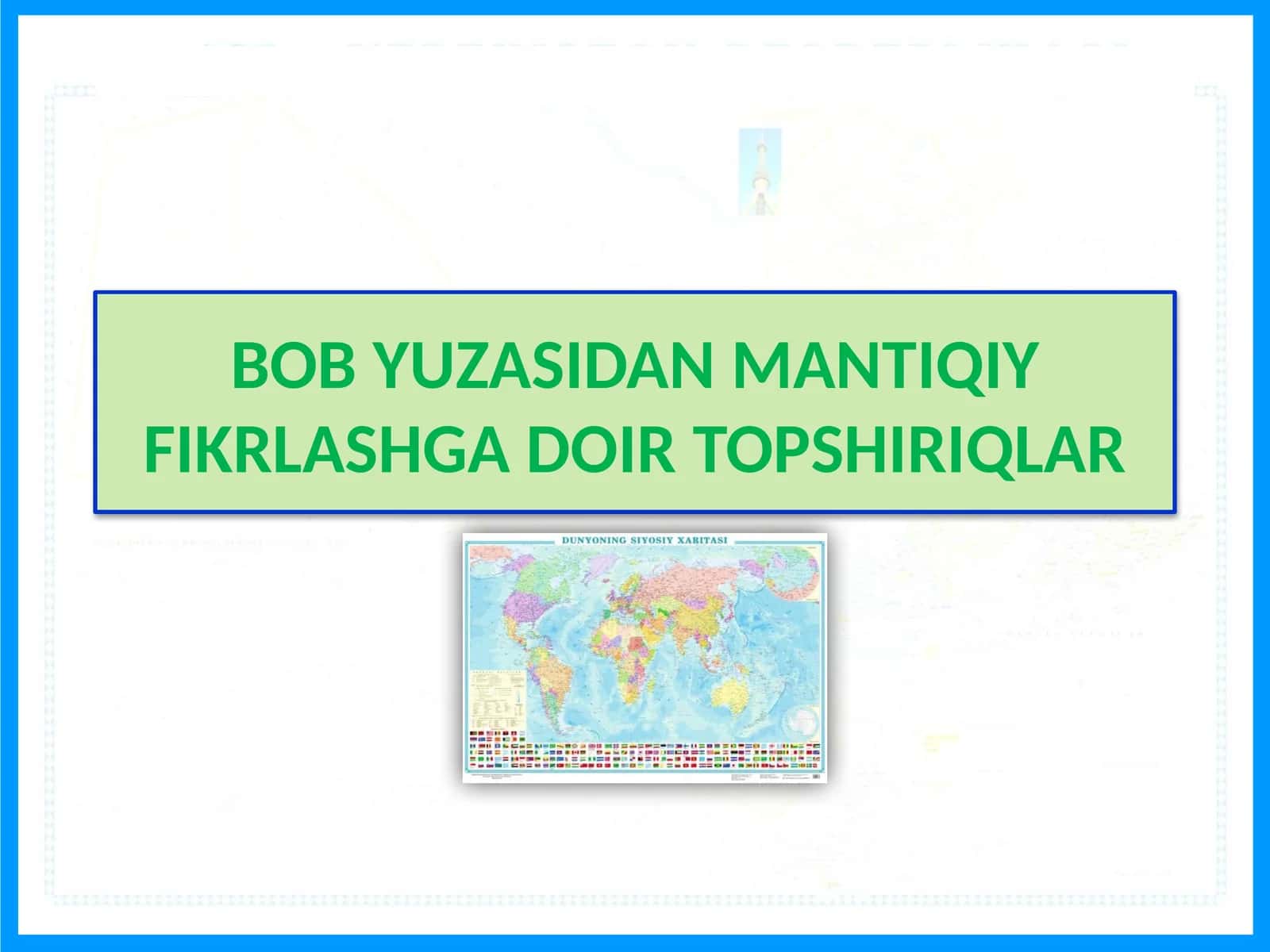 BOB YUZASIDAN MANTIQIY FIKRLASHGADOIR TOPSHIRIQLAR 1