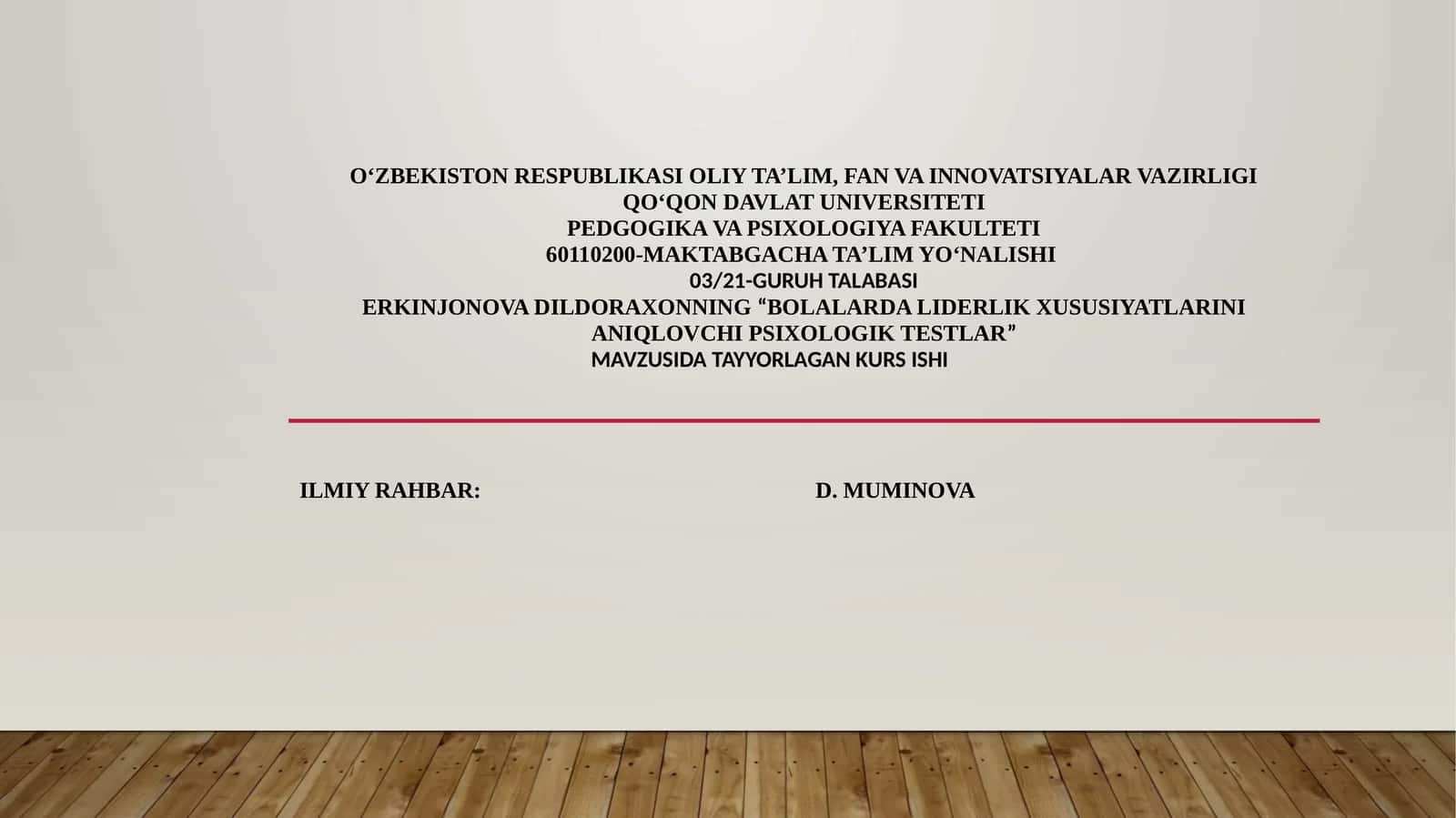 BOLALARDA LIDERLIK XUSUSIYATLARINI ANIQLOVCHI PSIXOLOGIK TESTLAR 1