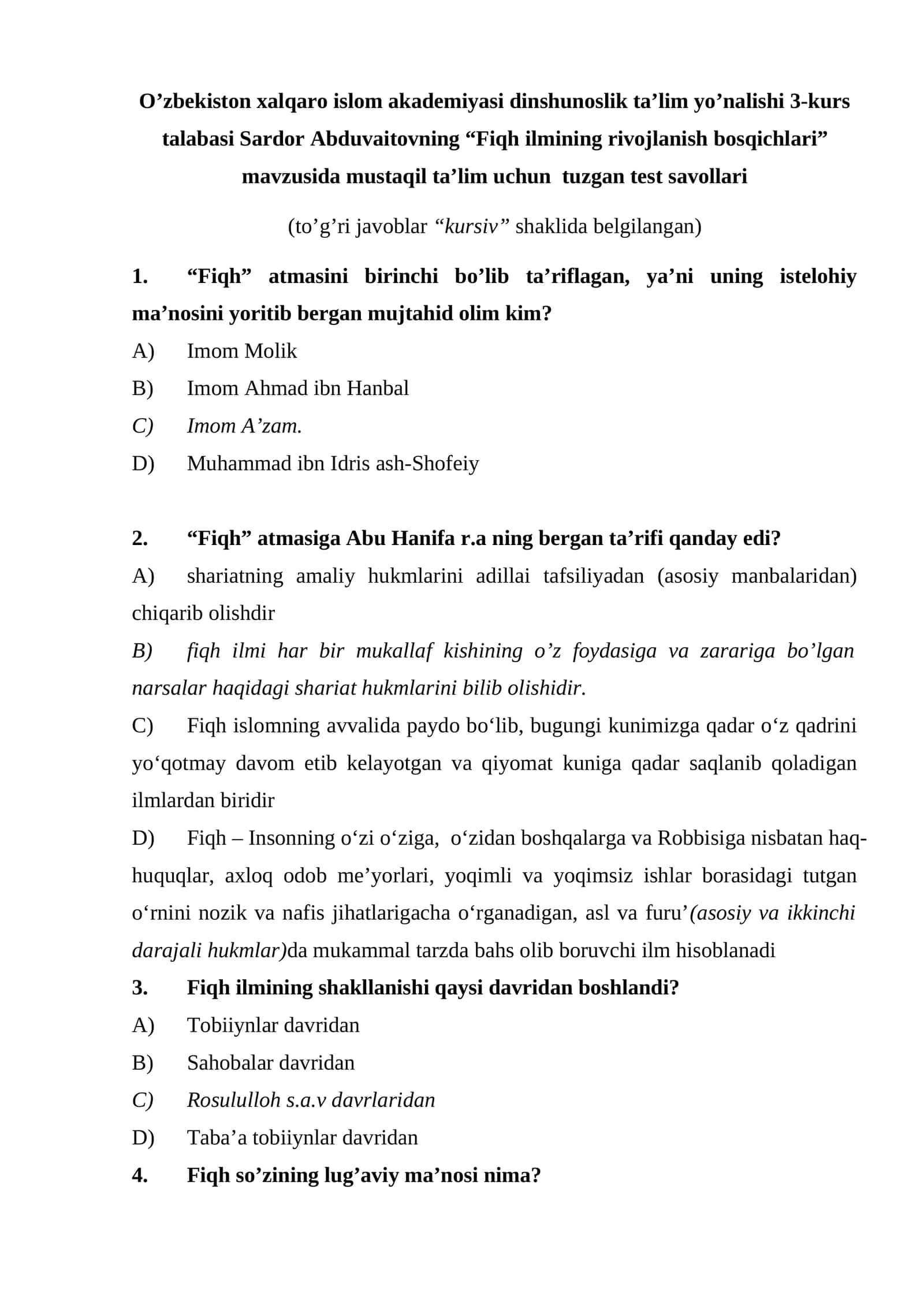 Fiqh ilmining rivojlanish bosqichlari 1