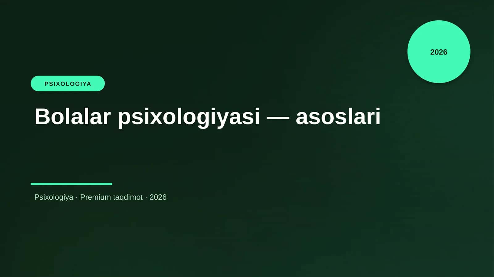 Bolalar psixologiyasi — asoslari 1