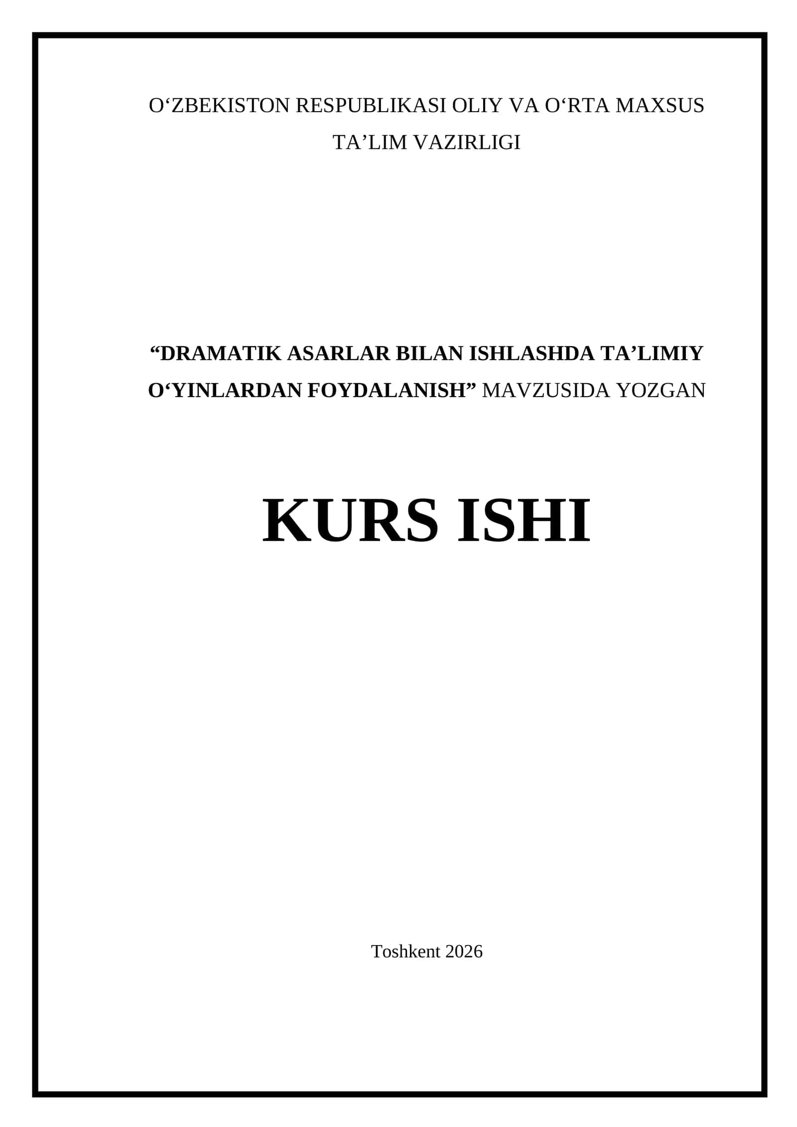 DRAMATIK ASARLAR BILAN ISHLASHDA TA’LIMIY O‘YINLARDAN FOYDALANISH 1