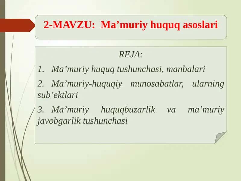 Ma'muriy Huquq asoslari taqdimot 1