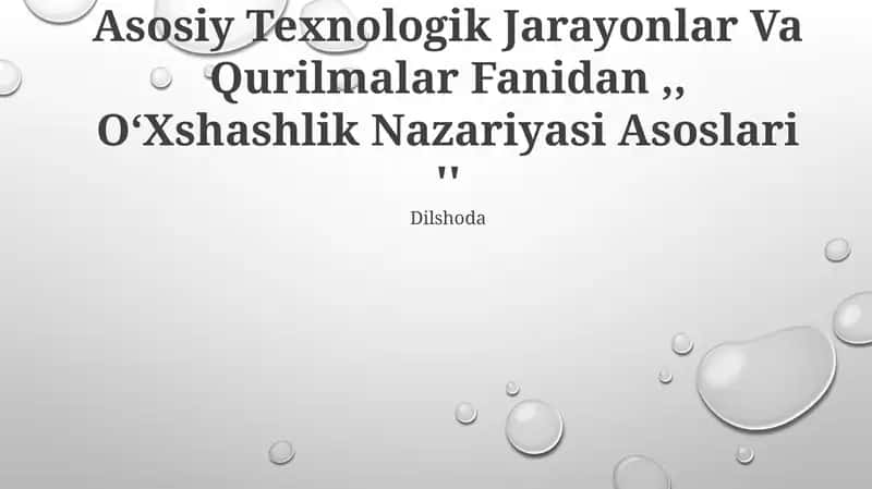 O'xshashlik Nazariyasi Asoslari 1