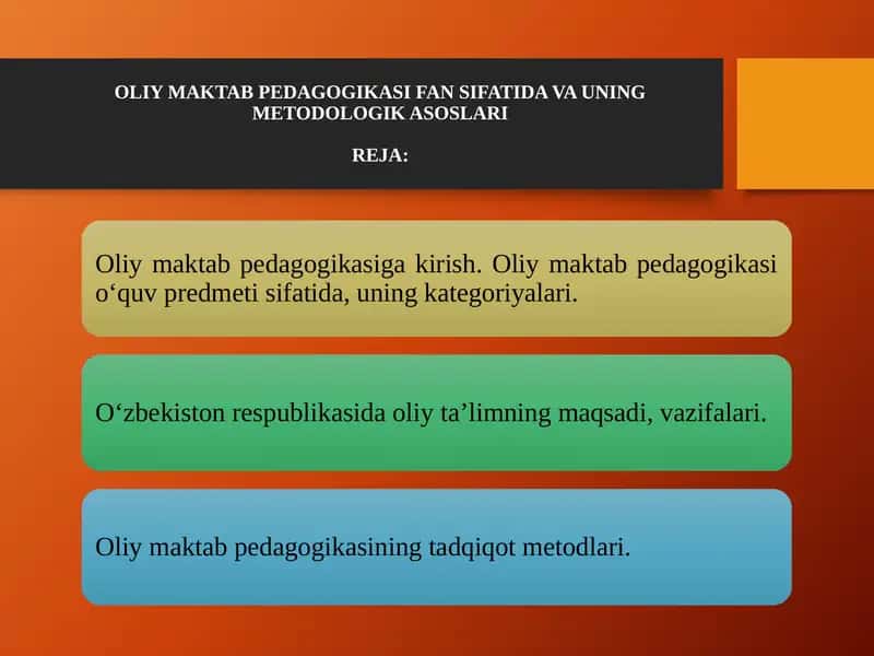 OLIY MAKTAB PEDAGOGIKASI 1