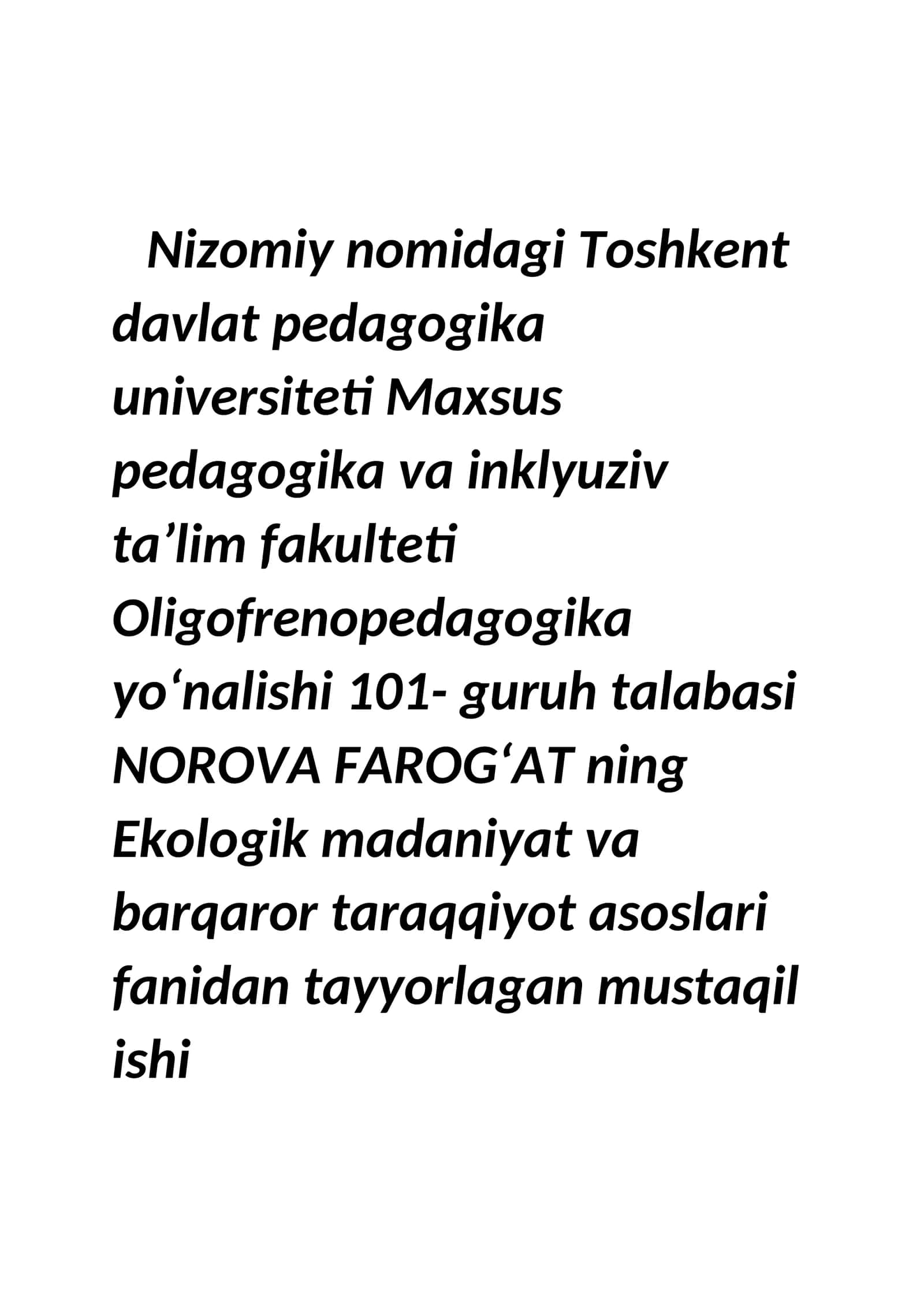 Ekologiya va Atrof Muhit Muhofazasi 1