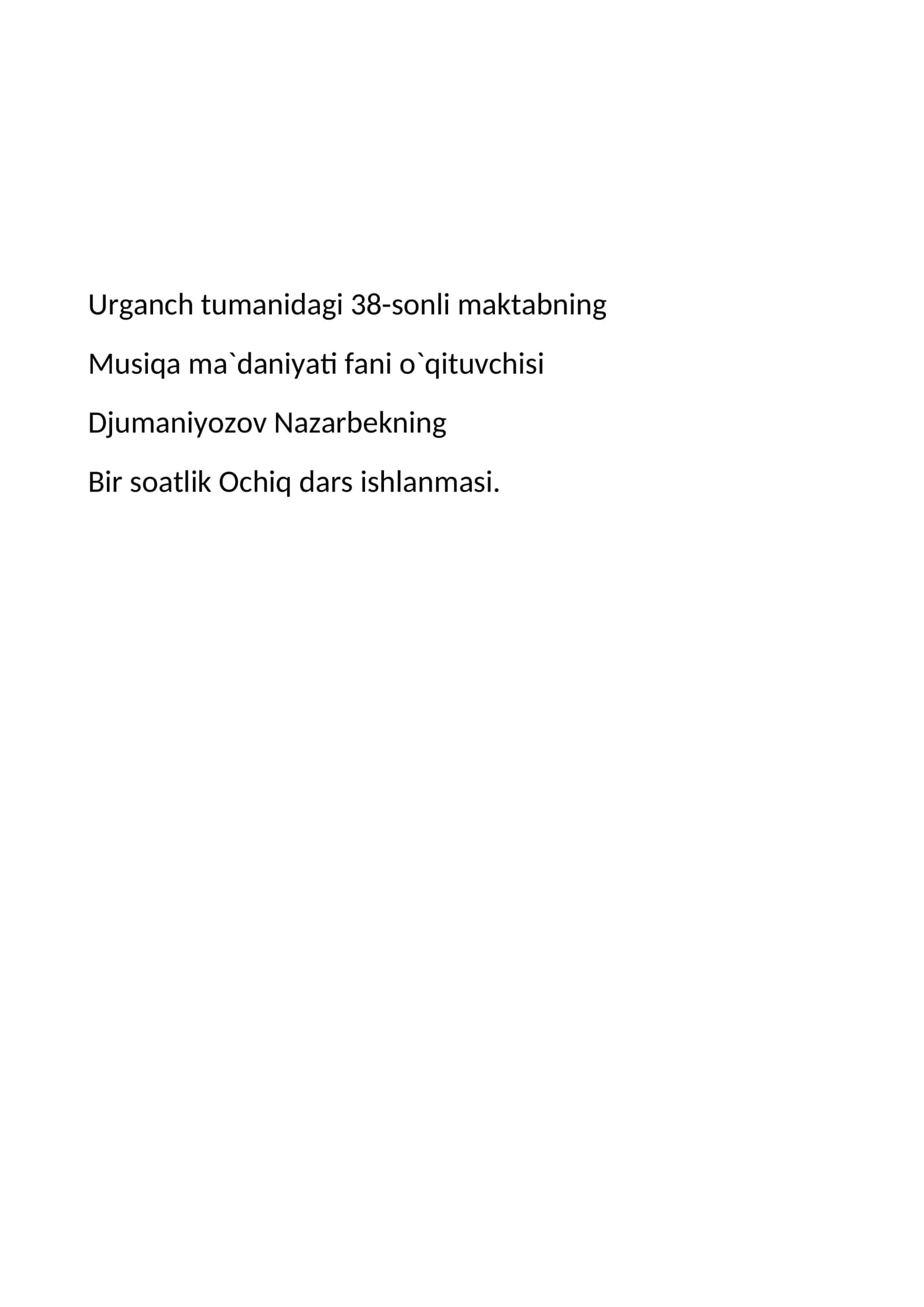 5-sinf Musiqa fanidan Xor san'ati mavzusida dars ishlanma 1