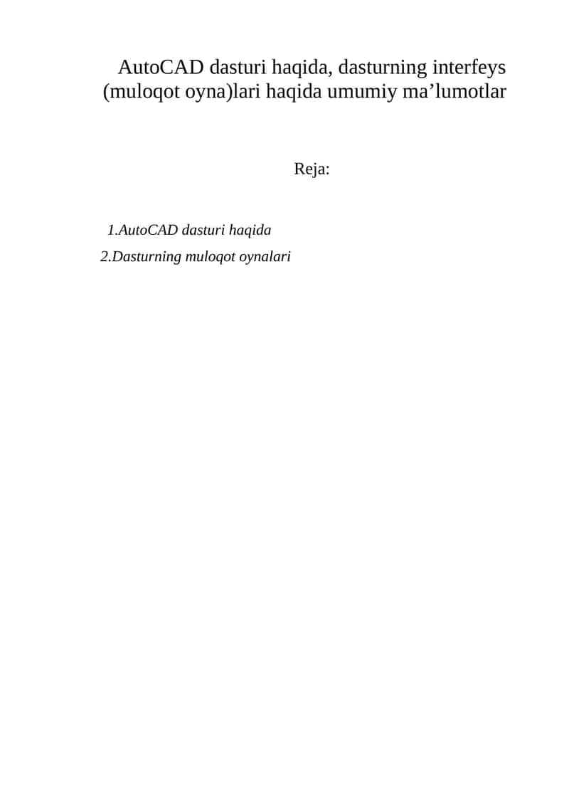 AutoCAD dasturi haqida 1