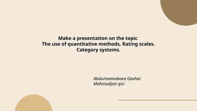 Introduction to quantitative methods in measurement 1