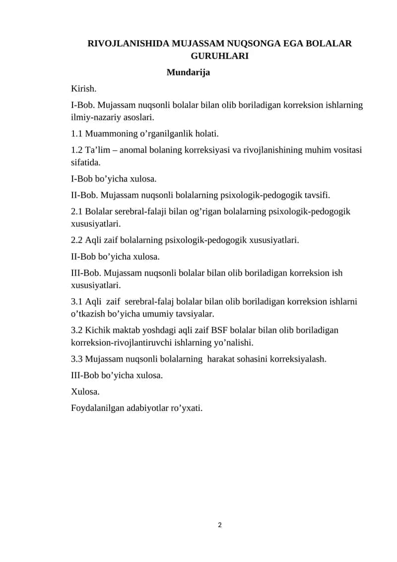 RIVOJLANISHIDA MUJASSAM NUQSONGA EGA BOLALAR GURUHLARI 1