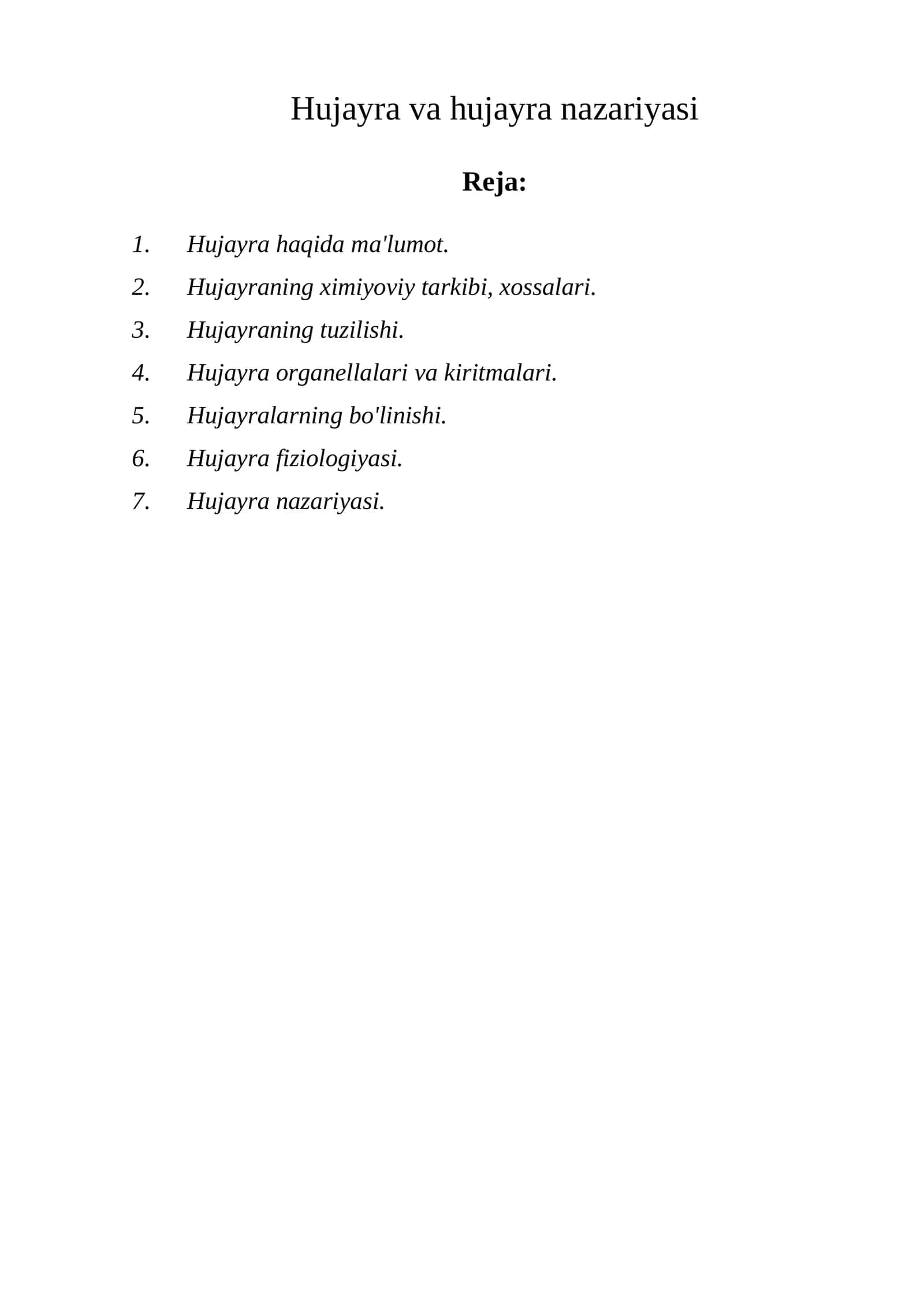 Hujayra va hujayra nazariyasi 1