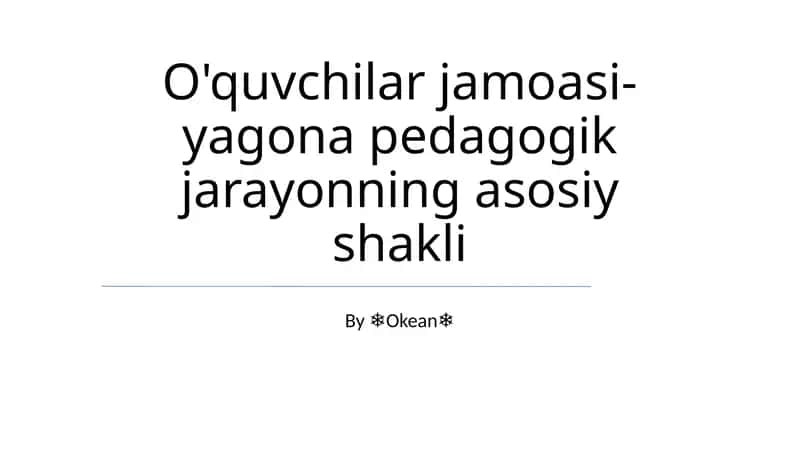 O'quvchilar Jamoasi 1