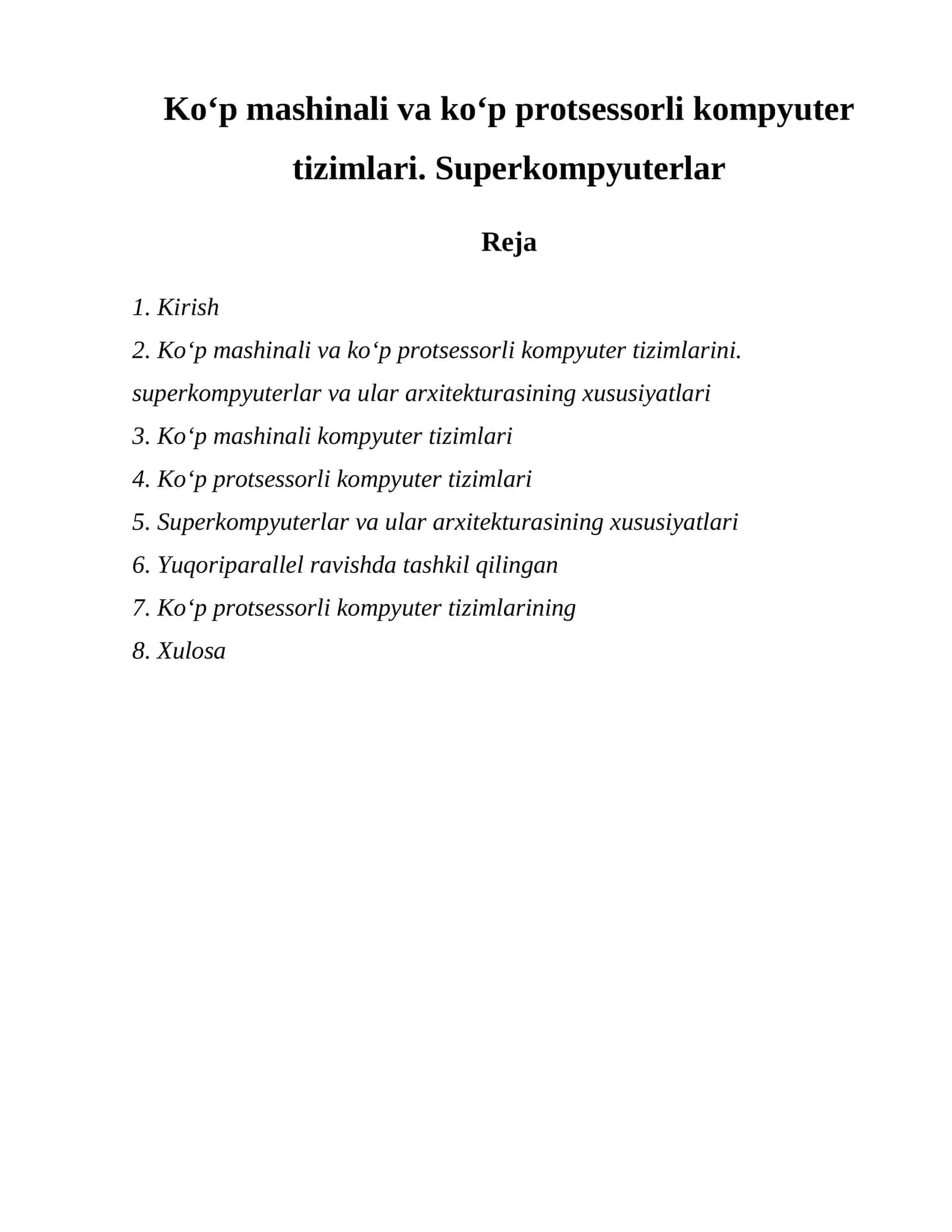 Kompyuter tizimlari va tarmoqlari hisoblash vositalari 1