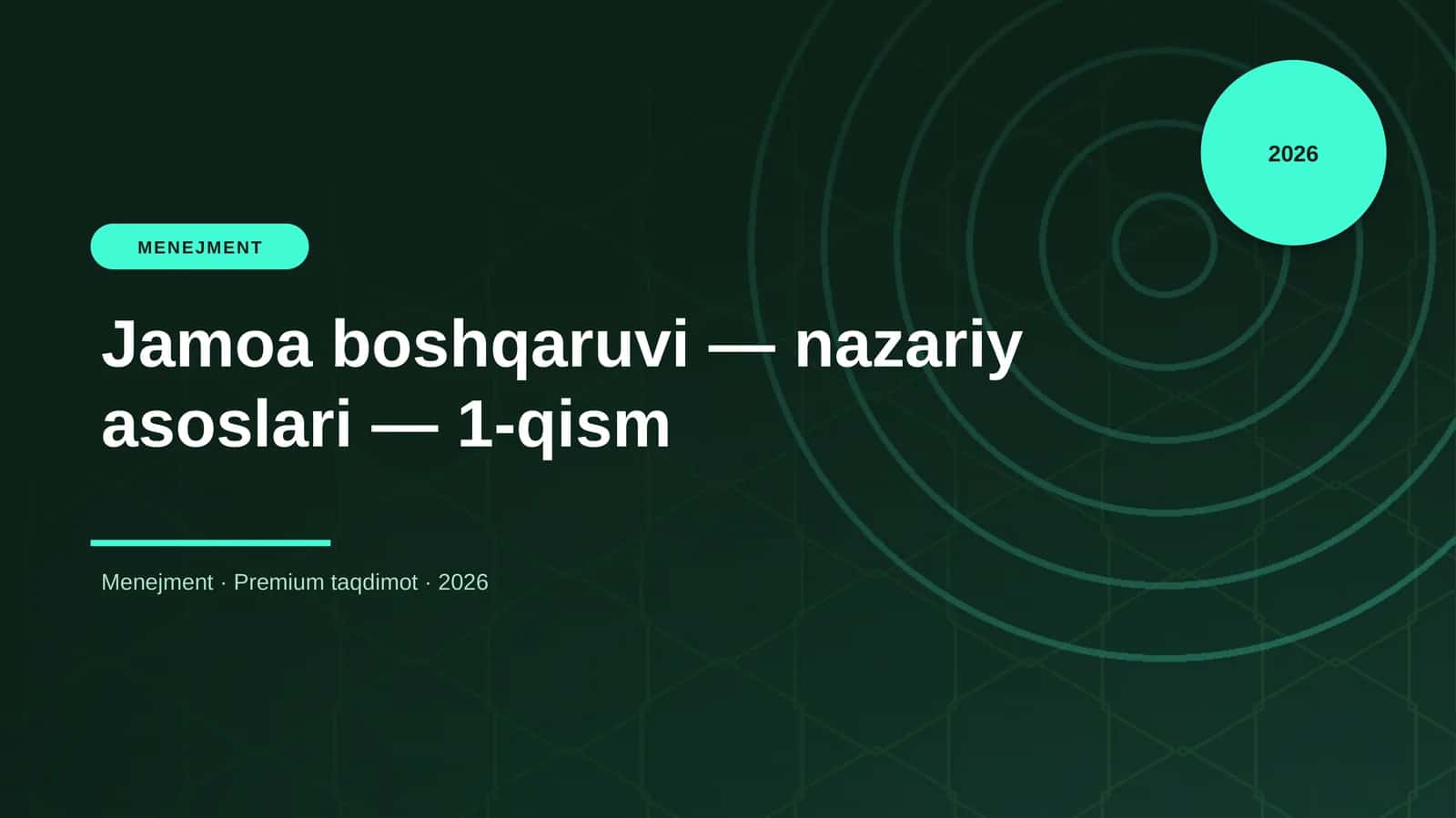 Jamoa boshqaruvi — nazariy asoslari — 1-qism 1