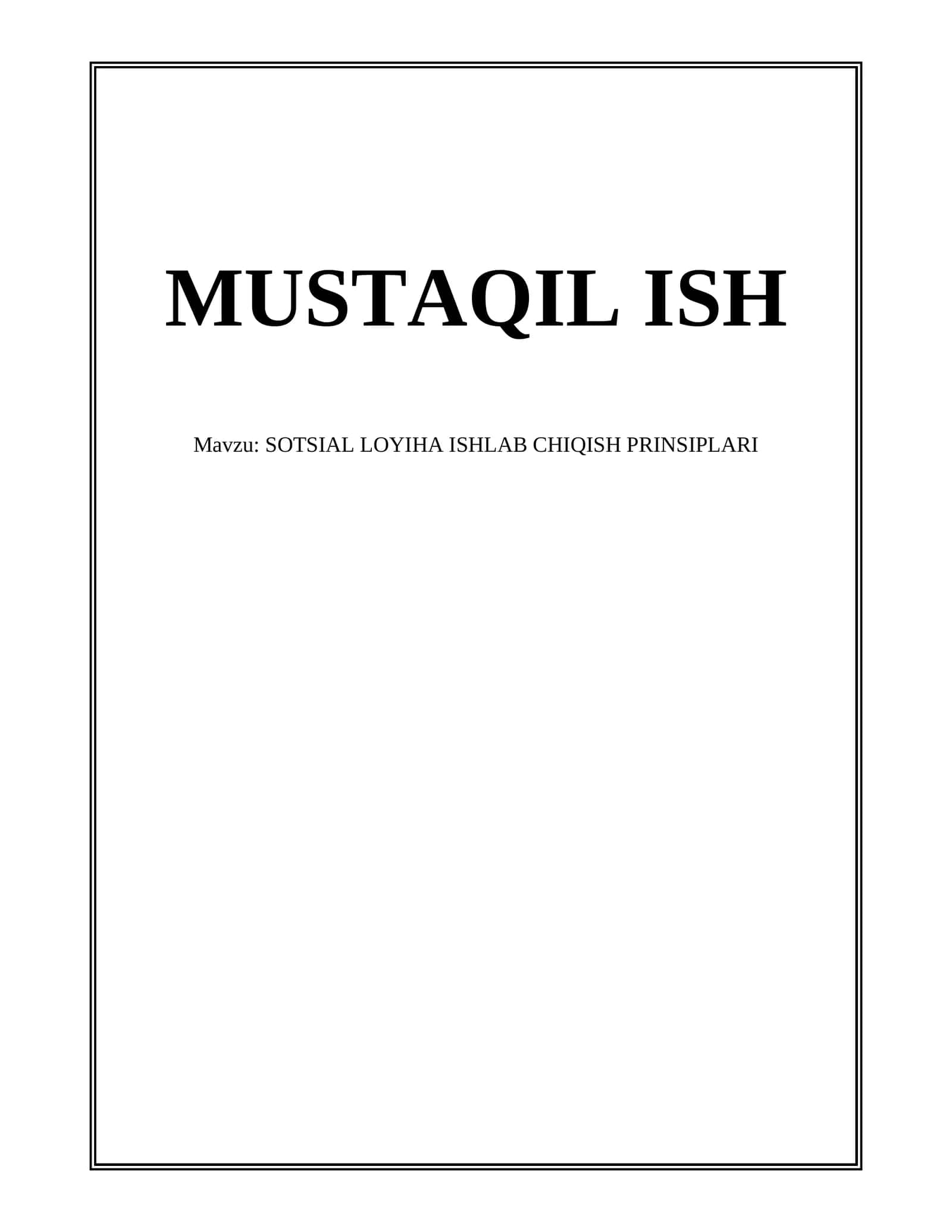 Sotsial loyiha ishlab chiqish prinsiplari 1