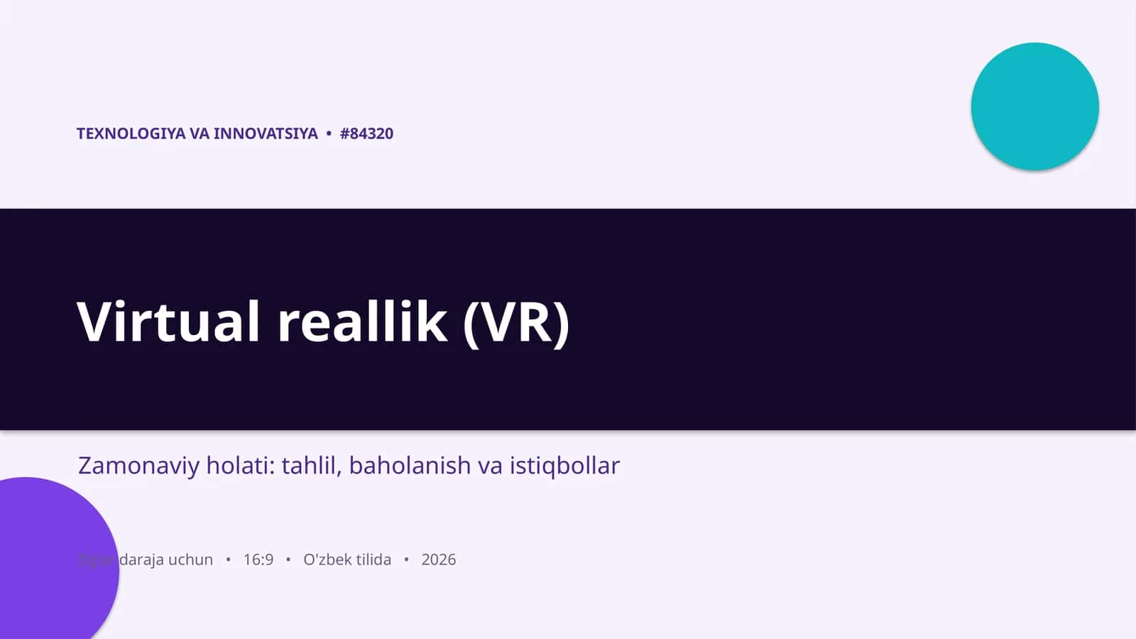 Virtual reallik (VR) 1