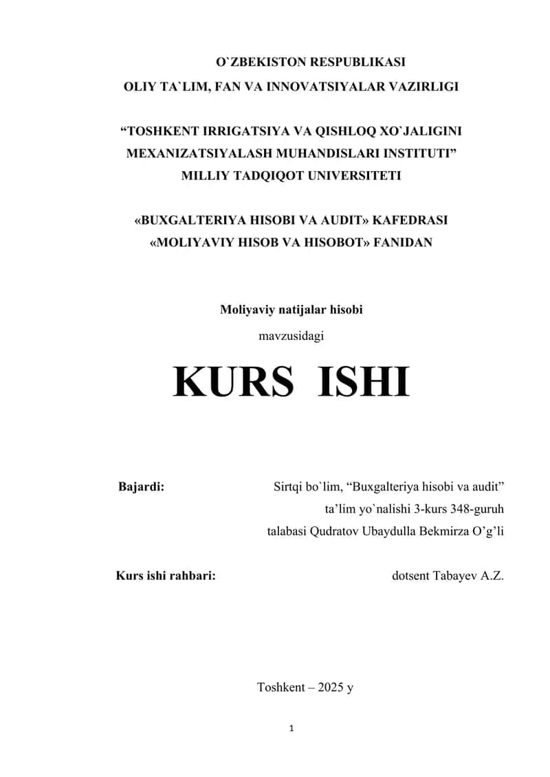 Moliyaviy natijalar hisobi 1