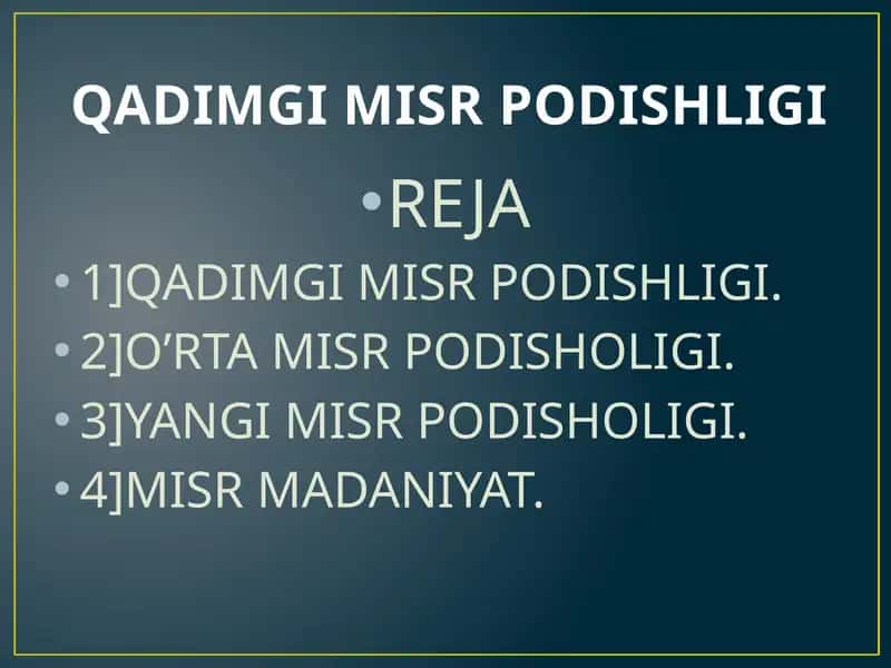QADIMGI MISR PODISHLIGI 1