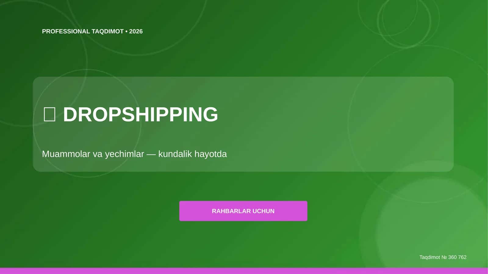 Dropshipping: muammolar va yechimlar (kundalik hayotda) [rahbarlar uchun] 1