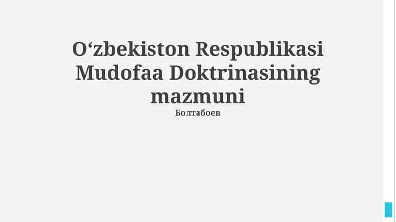 Mudofaa Doktrinasining mazmuni 1