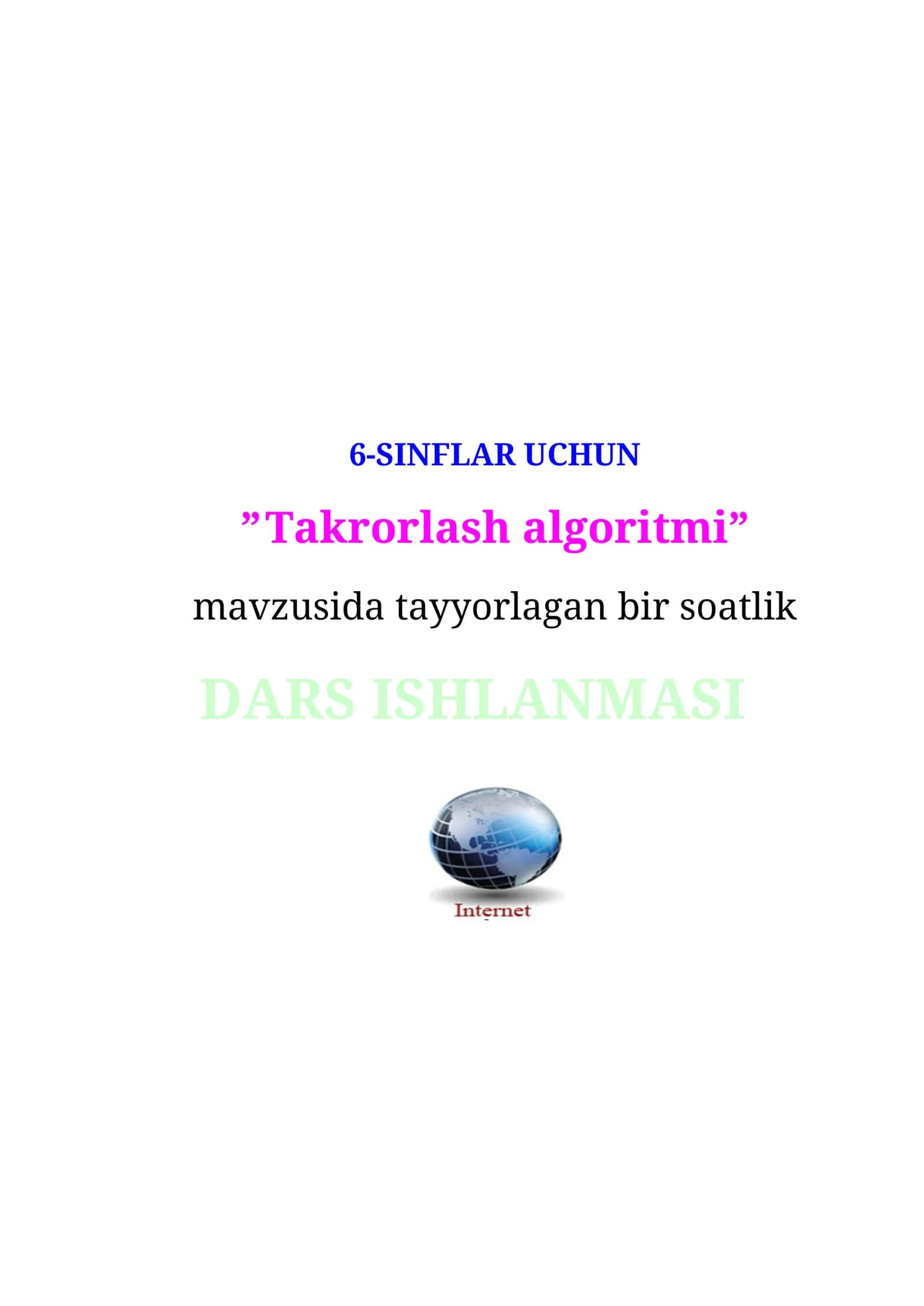 Takrorlash algoritmi 1
