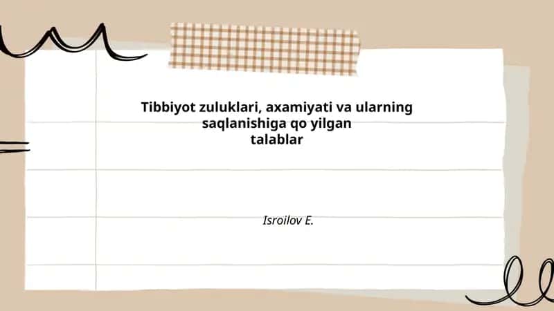 Tibbiyot zuluklari 1