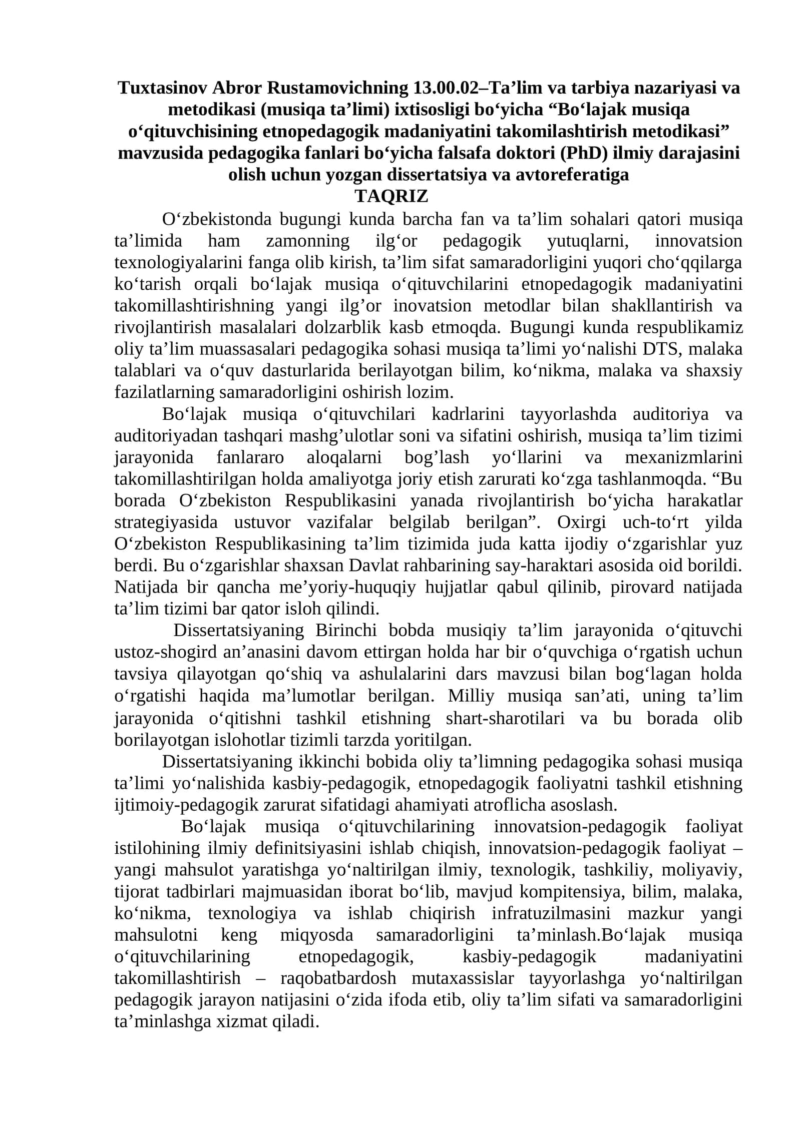 Bo‘lajak musiqa o‘qituvchisining etnopedagogik madaniyatini takomilashtirish metodikasi 1